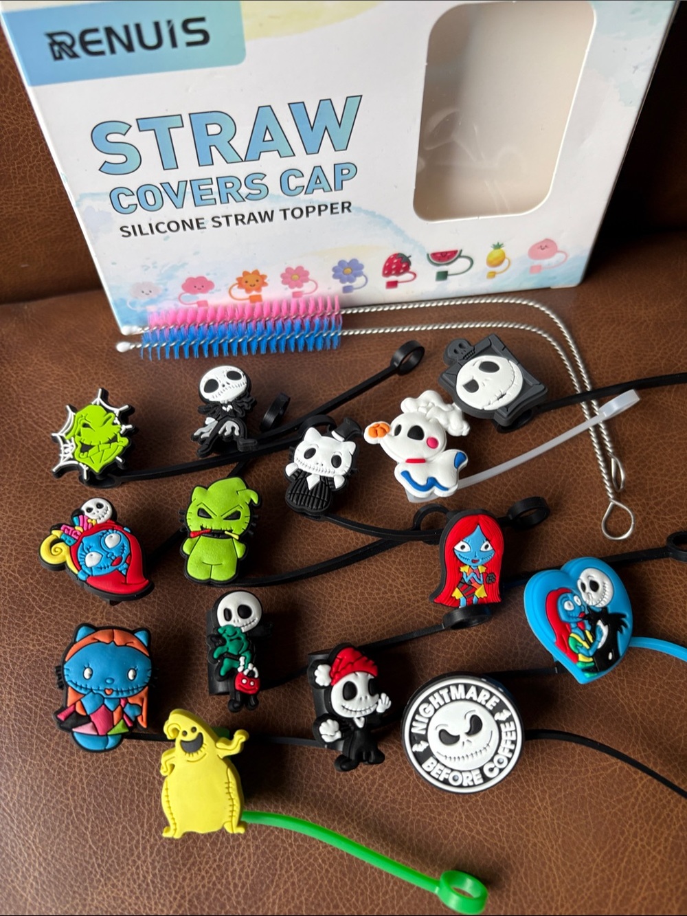 Renuis Silicone Straw Covers Cap14Pcs NIGHTMARE BEFORE CHRISTMAS